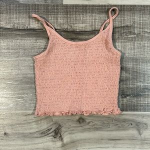 HOLLISTER - Pink smocked cropped tank - size xs